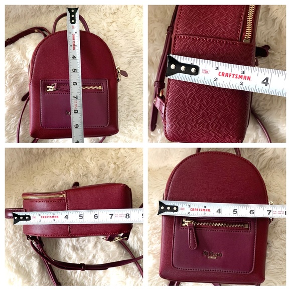 St. Scott London Burgundy Gold Hardware Mini Backpack Shoulder Bag Faux Leather - Picture 8 of 11